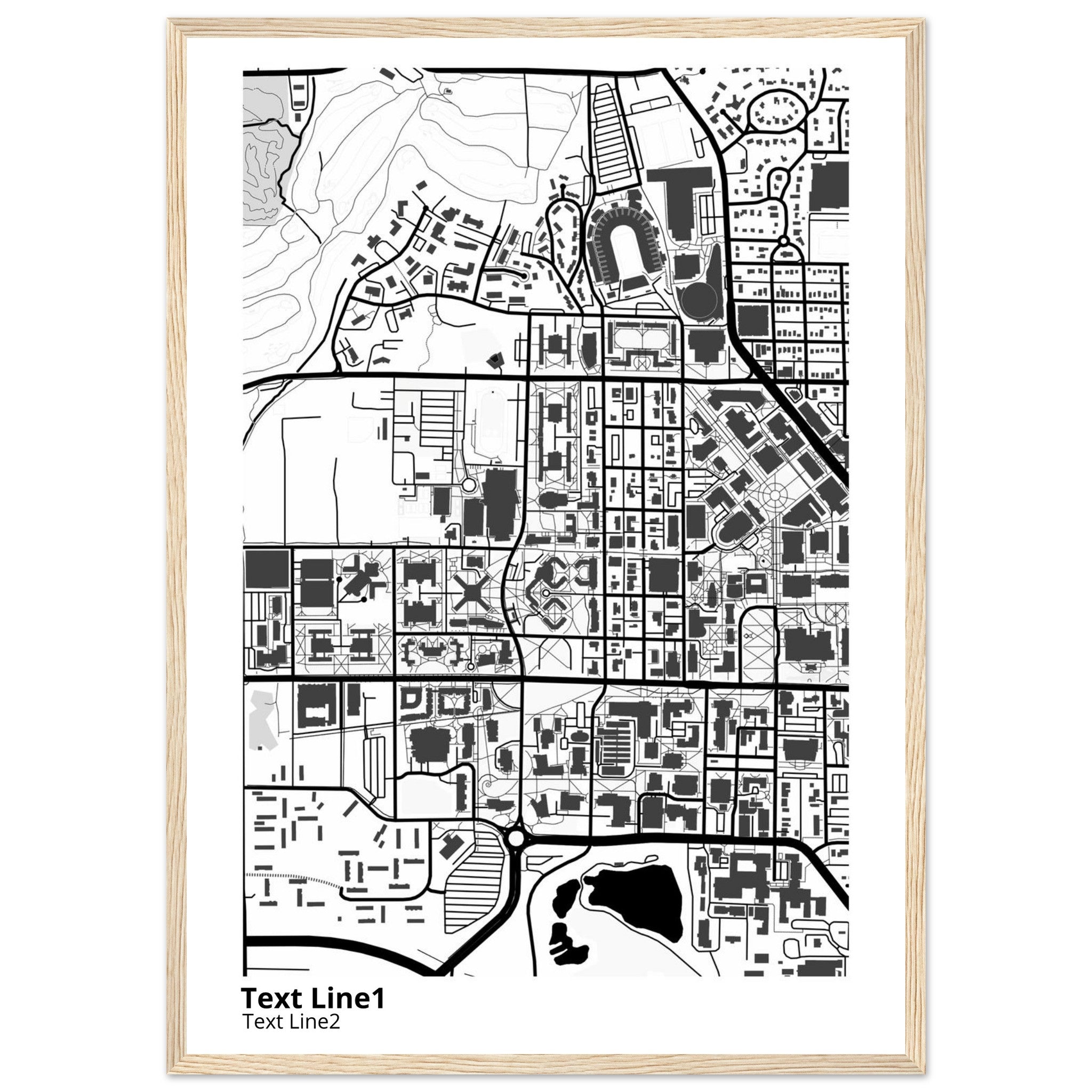purdue university indiana main campus modern campus map print