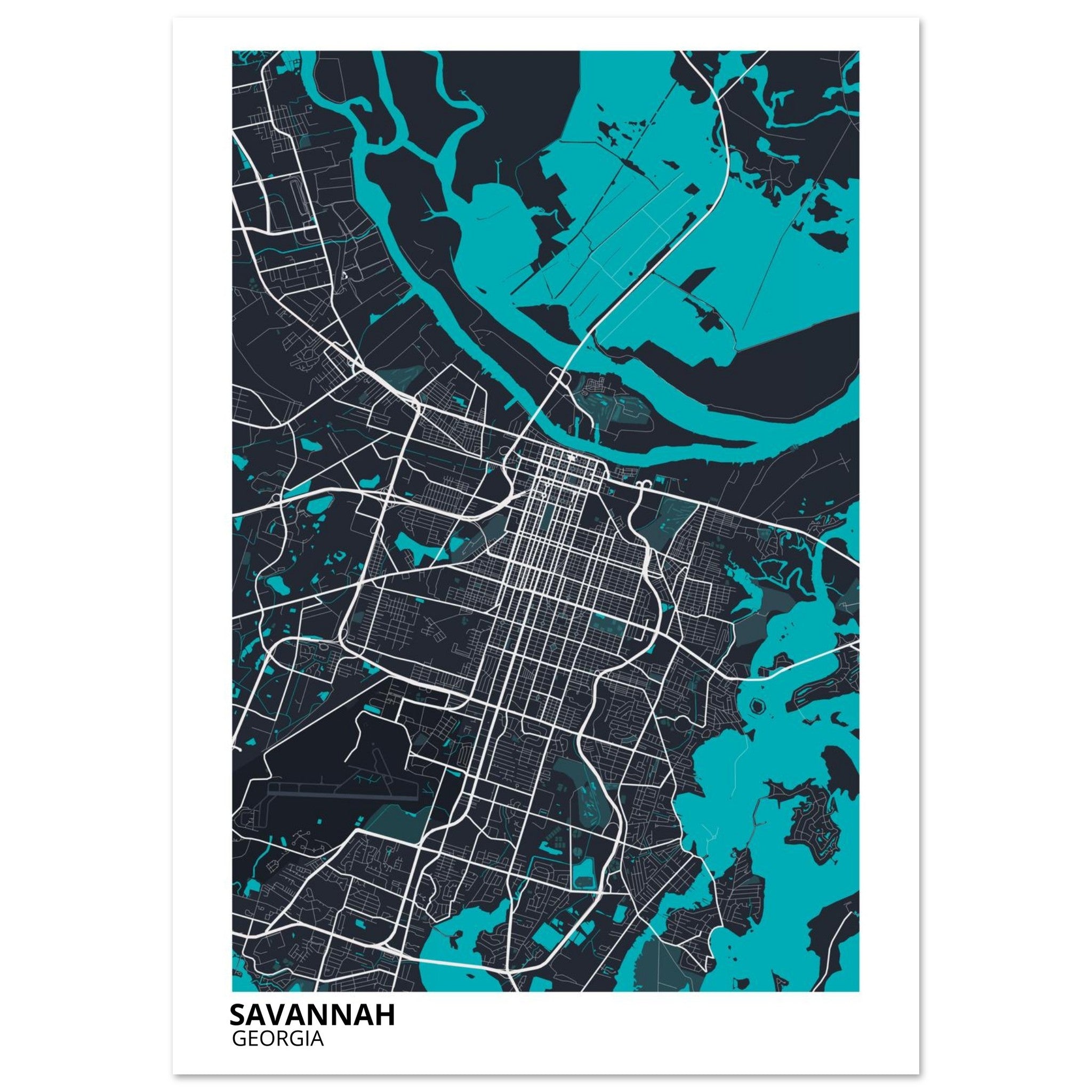 Savannah Georgia City Map Poster | Custom Map Art Print - Ink And Atlas