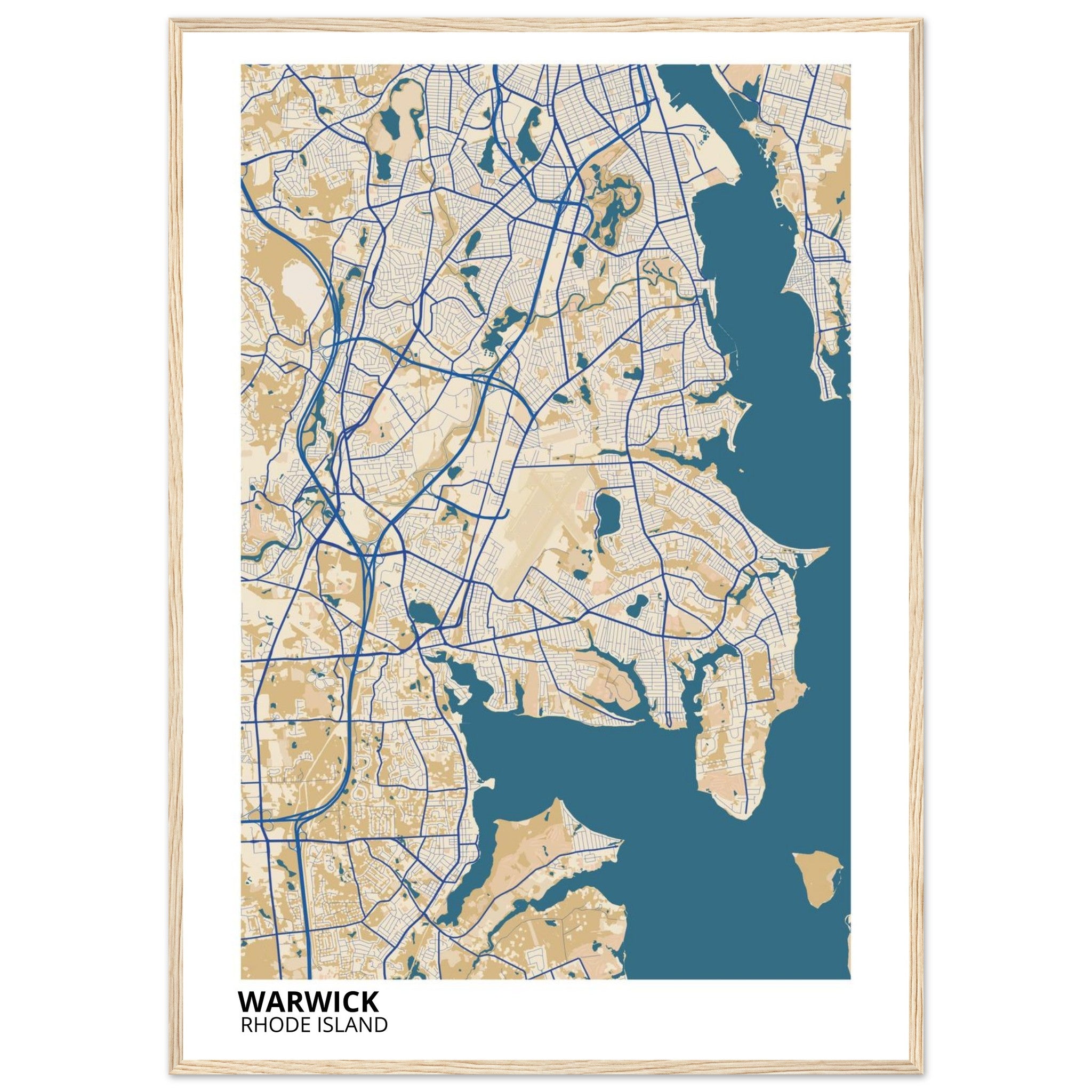Warwick Rhode Island City Map Poster | Custom Map Art Print - Ink And Atlas